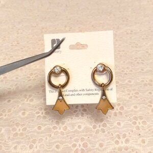 Vintage Clear Crystal Gold Tone Dangle Drop Earrings Timeless VTG Jewelry